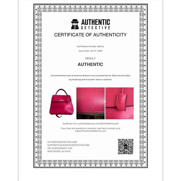 Bally Top Handle Leather Bag with Shoulder Strap “B” Turnlock Hot Pink Handbag - Picture 16 of 16